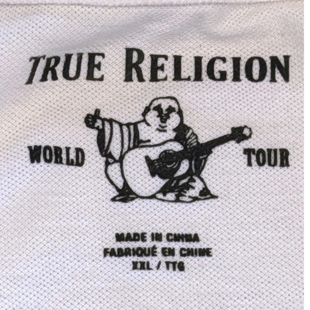 True Religion Men's Crafted With Pride Polo Shirt White with Black Trim Size XXL
